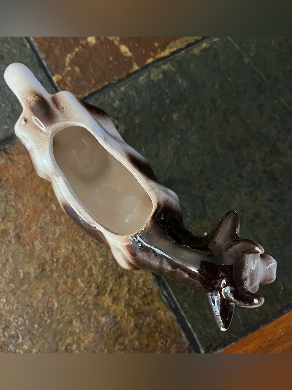 Vintage Ceramic Cow Figurine in Brown and Cream - Picture 6 of 13